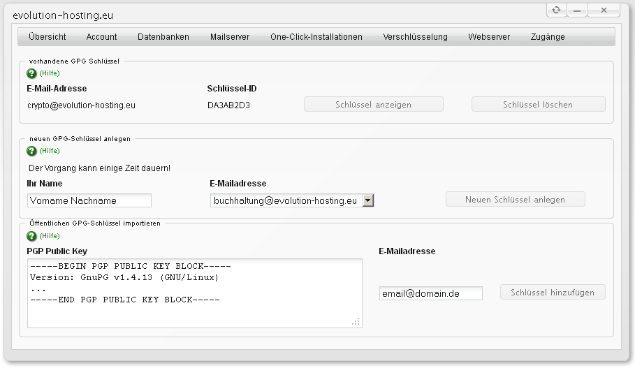 Evolution Hosting GPG
